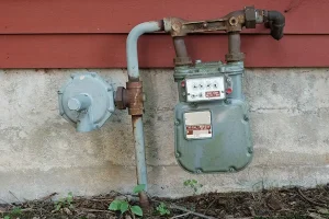 Outdoor residential natural gas meter